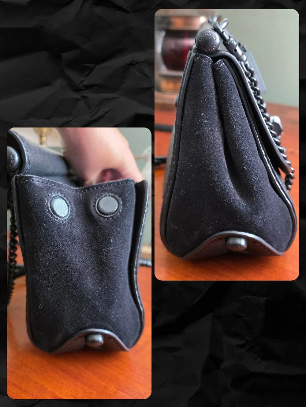 Coach 59048 Drifter Sample Bag Black Pebbled Leather Suede Crossbody